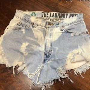 Levi’s X The Laundry Room denim high waisted shorts with tiger graphic